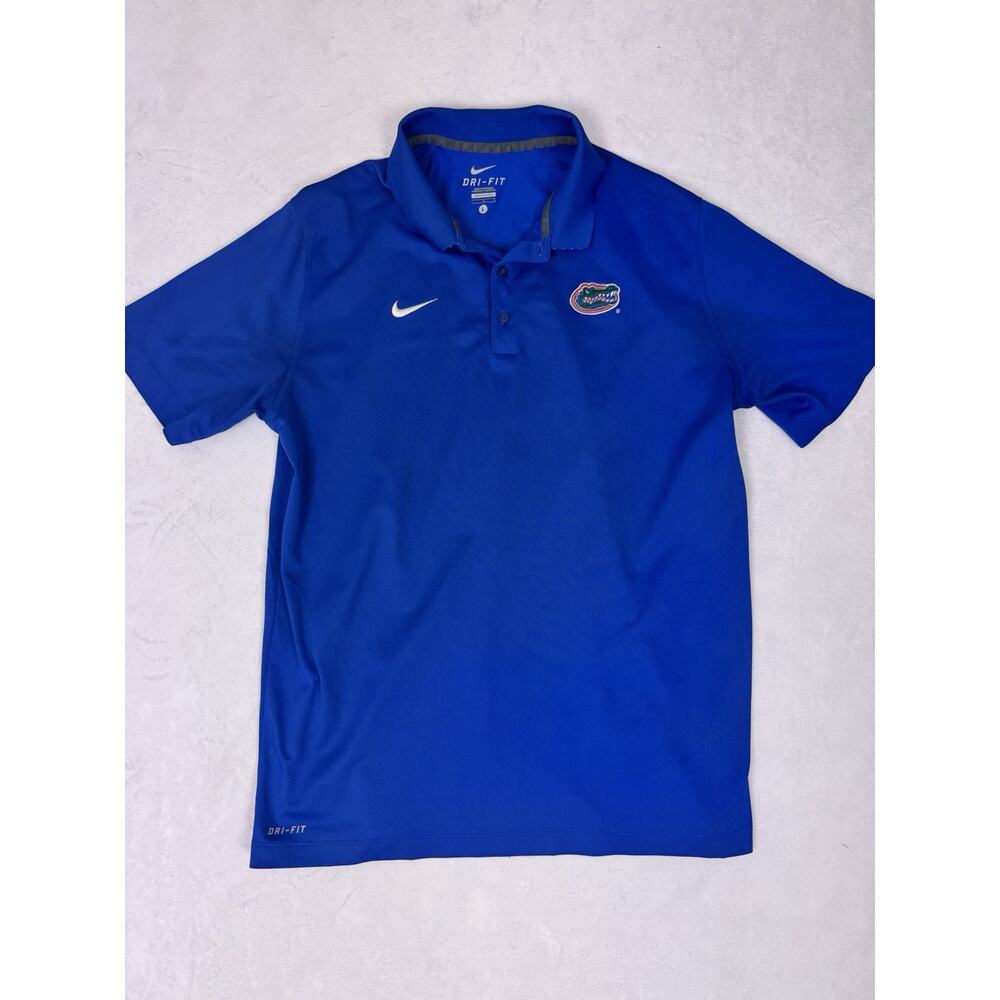 Florida Gators Shirt Mens Large Blue Nike Dri Fit Golf Polo Performance Collared